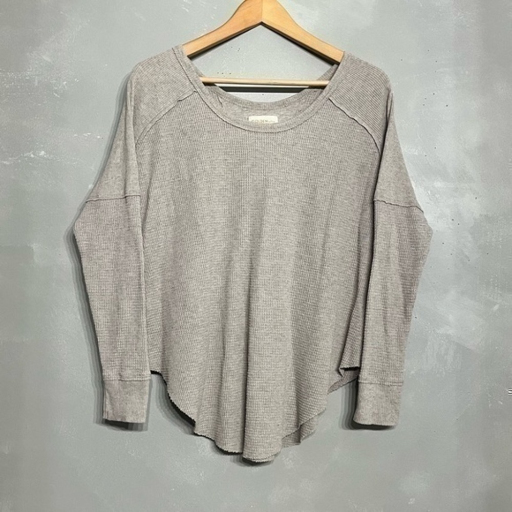 3/$30 _ ARITZIA | GOLDEN TNA thermal waffle long sleeved top in beige grey- XXS